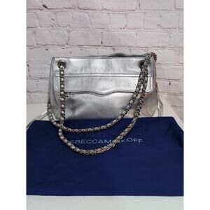 Rebecca Minkoff Swing Bag Silver Leather Chain Strap Crossbody Shoulder Purse